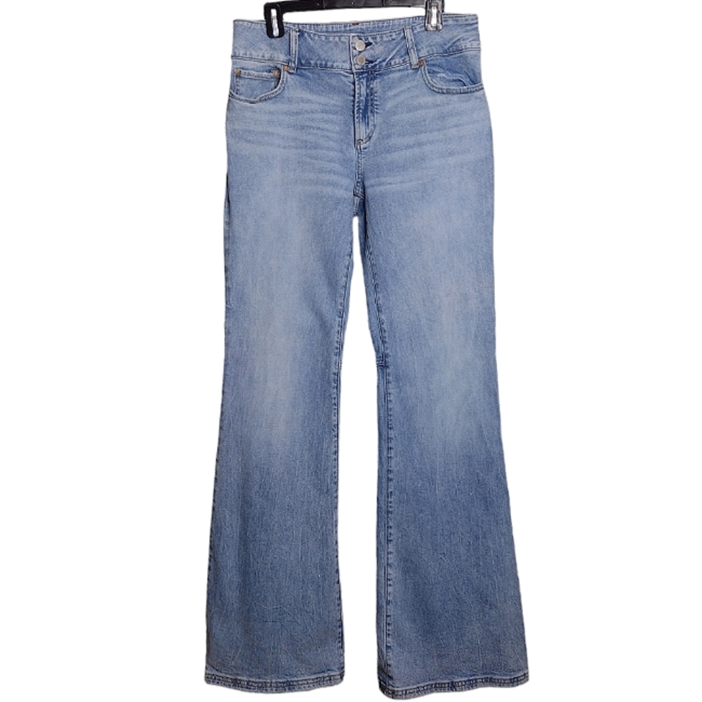 alice + olivia low rise bell bottom jeans bay blue 31